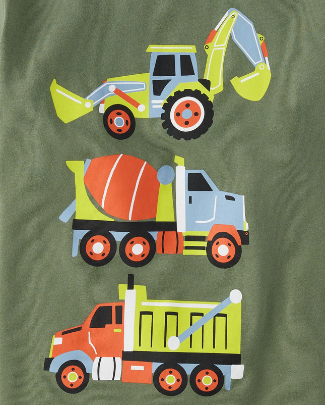 The Children's Place Baby and Toddler Boys' Vehicle Short Sleeve Graphic T-Shirts, Multipack, Diggin Birthday/Construction 2-Pack, 18-24 Months