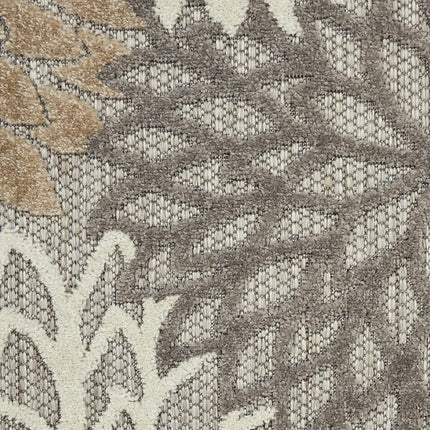 Nourison Aloha ALH05 Indoor/Outdoor Floral Natural 2'3" x 10' Area Rug (10' Runner), 2'3"X10',