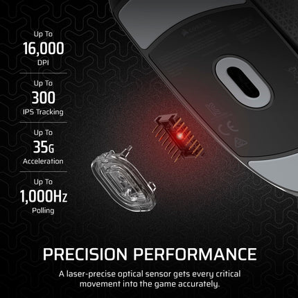 Corsair M55 Wired Lightweight FPS Gaming Mouse – 16,000 DPI – Six Programmable Buttons – Textured Side Grips – Black