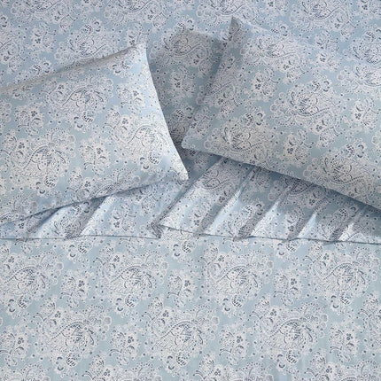 Wrangler - Twin Size Sheet Set, Ultra-Soft & Wrinkle-Resistant Bedding for Year Round Comfort, Deep Pockets, Bed Sheets with Matching Fitted Sheet & Pillowcase (Prairieland Paisley Blue)