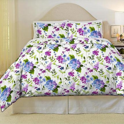pointehaven 100% Cotton Percale Sheets Queen Size - Printed Bed Sheet & Pillowcase Sets - Soft Cotton 4 Piece Bed Sheets Set - Fits Mattress 19 inches Deep Pocket - Color Primavera