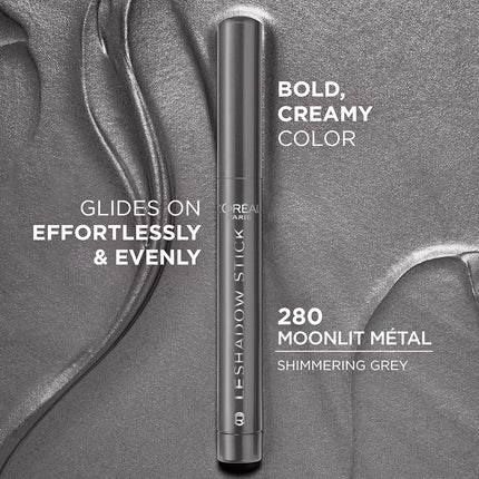 L'Oreal Paris Makeup Le Shadow Stick Eyeshadow, Blendable, Smudge-Resistant, Smokey Cream Eyeshadow, 280 Moonlit Metal