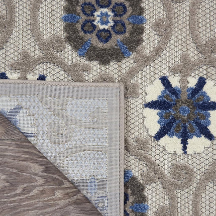 Alfombra Nourison Aloha Floral Geométrica Gris/Azul 2'3" x 12', (12' Pasillera)
