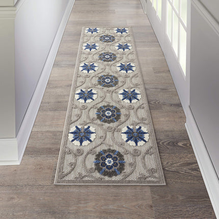 Nourison ALH19 Aloha Indoor/Outdoor Floral Grey/Bl