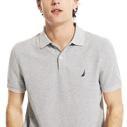Nautica Men's Classic Short-Sleeve Solid Polo T-Shirt, Grey Heather-2, Medium