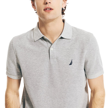 Nautica Men's Classic Short-Sleeve Solid Polo T-Shirt, Grey Heather-2, Medium