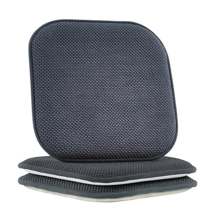 Elegant Comfort Chair Cushion Covers with Ties and Non Skid Rubber Backing-Thick Memory Foam - Soft Cushion Pad- Rounded Square Seat Cover-16 x 16 Inches- Honeycomb Textured Pattern, Set of 2, Gray