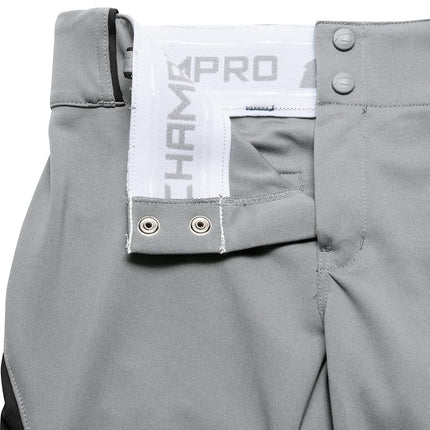 Pantalon de softball CHAMPRO Surge traditionnel taille basse avec liseré tressé de couleur contrastante Gris, Noir