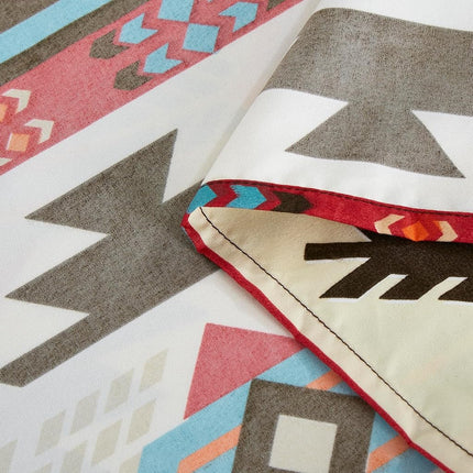 Chezmoi Collection 4-Piece Southwestern Geometric Motif Sheet Set California King Size - Multicolor Red Brown Blue Cream Printed Brushed Microfiber Lightweight Breathable Deep Pocket Bed Sheets