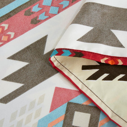 Chezmoi Collection 4-Piece Southwestern Geometric Motif Sheet Set California King Size - Multicolor Red Brown Blue Cream Printed Brushed Microfiber Lightweight Breathable Deep Pocket Bed Sheets
