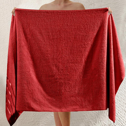 Elegant Comfort 100% Turkish Cotton 4 Lines Viscose Stripe Jumbo Bath Towel - Hotel Spa Quality Extra Large 35 x 70 Inch Bath Towel Ultra Soft, Super Absorbent Quick Dry Large Bath Towel, Red