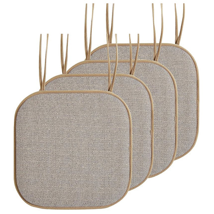 Elegant Comfort 4 Pack Chair Cushion Covers - Skid-Proof Rubber Backing - 16 x 16 Inch - Thick Dining Square Shape Seat Covers - Comfortable Textured Chair Pads with Ties - Mosaic Pattern, Taupe