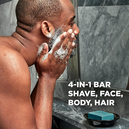 Dove Men + Care Natural Essential Oil Bar Soap to Clean and Hydrate Men's Skin Exfoliating Charcoal + Clove Oil 4-in-1 Bar Soap for Men's Body, Hair, Face and Shave 141 g 4 count