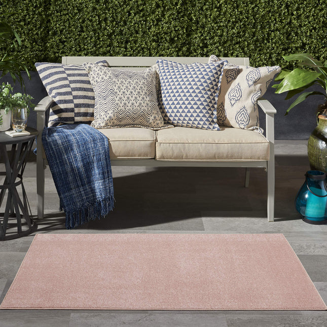 Nourison Essentials Indoor/Outdoor Pink 3' x 5' Area Rug, Easy Cleaning, Non Shedding, Bed Room, Living Room, Dining Room, Backyard, Deck, Patio (3x5)