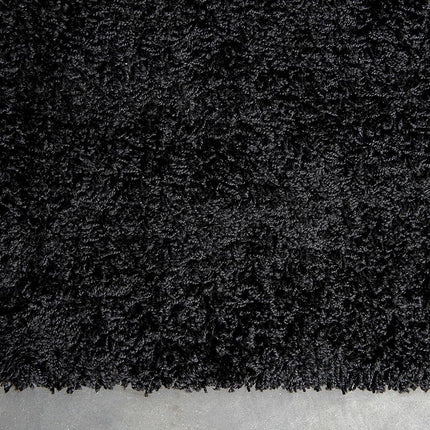 Unique Loom Solo Solid Shag Collection Modern Plush Jet Black Runner (3' x 10')