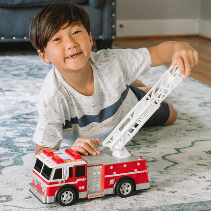 Maxx Action Large Fire Truck – Lights and Sounds Vehicle with Extendable Ladder | Motorized Drive and Soft Grip Tires | Firetruck Toys for Kids 3-8 – Sunny Days Entertainment