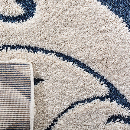 Safavieh Florida Shag Collection SG455-1165 Scrolling Vine Graceful Swirl Runner, 2' 3" x 9', Cream/Blue