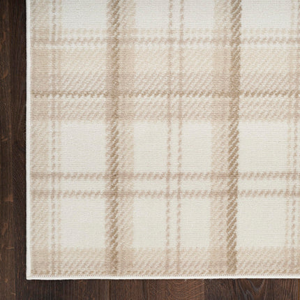 Nourison Home Grafix 27x90 Indoor Polypropylene Fabric Rug in Ivory and Beige