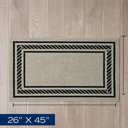Nautica – Runner Rug | Indoor Runners for Hallways and Entry Rugs| Non-Slip and Non-Skid Entry and Kitchen Door Mat| Machine Washable Entryway Carpet Rugs | 2'2" x 3'9" | Rope Border Natural Twist