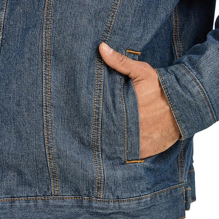 Wrangler Men's Cowboy Cut Western Lined Denim Jacket, Denim/Blanket, US Large Tall