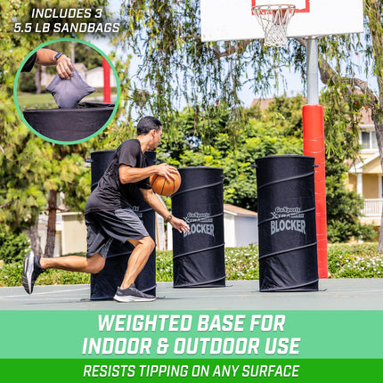 GoSports XTRAMAN PRO 46 pulgadas XL Pop Up Defender 3 unidades, muñeco de bloqueo multideporte de alta resistencia, equipo de entrenamiento para baloncesto, fútbol, fútbol americano y más