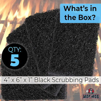 Restaurant-Grade Griddle Cleaning Pads 5 Pack. Use on Metal Grills, Cast Iron Cooktops & Stainless Steel Flat Tops. Quickly Cleans & Scours Baked-On Grease & Carbon. Heavy Duty, 4x6 Grit Scouring Pads