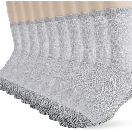 Fruit of the Loom Men's 10-Pair Everyday Work Crew Socks Casual, Gray, One Size (Pack of 10)