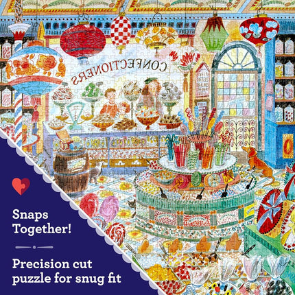 eeBoo 1000 Piece Puzzle -Sweet Shoppe Puzzle for Adults, Square 23" x 23" Made with Recycled Board & Vegetable-Based Ink