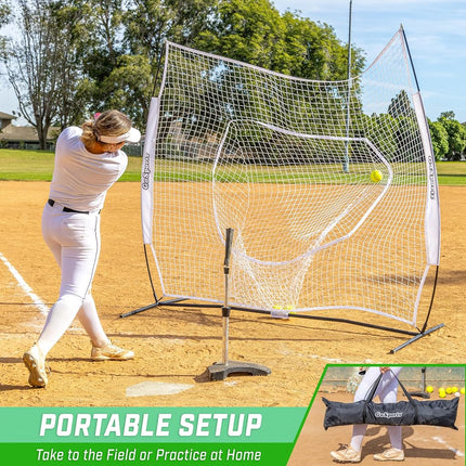 GoSports Team Tone 7 ft x 7 ft Baseball & Softball Practice Hitting & Pitching Net in Team Colors - White