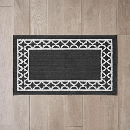 Nautica – Runner Rug | Indoor Runners for Hallways and Entry Rugs| Non-Slip and Non-Skid Entry and Kitchen Door Mat| Machine Washable Entryway Carpet Rugs | 2'2" x 3'9" | Trellis Black