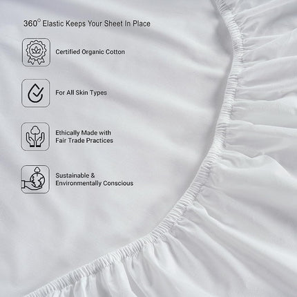 LANE LINEN Twin Sheet Set 100% Organic Cotton Cooling Soft 6pc - White