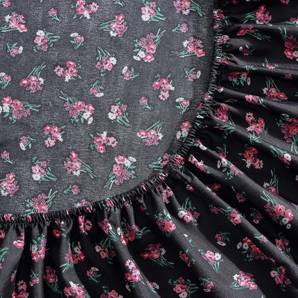 Betsey Johnson - King Sheet Set, Soft & Lightweight Bedding, Fade & Wrinkle Resistant (Bouquet Ditsy Black, King)