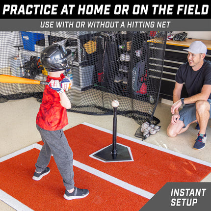 GoSports Jr. Baseball & Softball Batting Tee - Adjustable Rubber Hitting Tee for All Leagues and Skill Levels