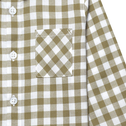 Gerber Baby and Toddler Boys Long Sleeve Button Up Plaid Shirt, Tan Plaid, 12 Months