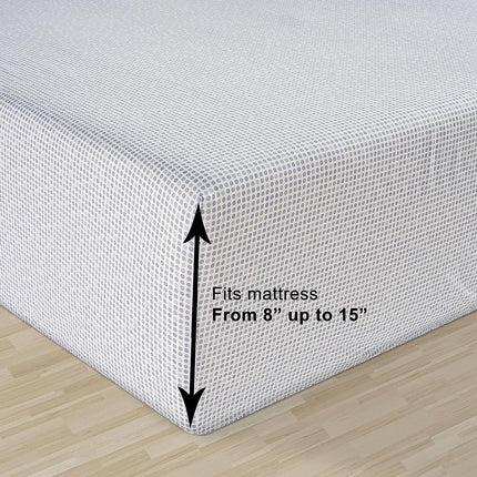 LANE LINEN 100% Organic Cotton Pre Washed Extra Long Twin Sheets Low Pill Fade Resistant Macine Wash Naturally Temperature Regulating Printed Cotton Sheets Twin XL Bed Sheets- Polka Dot Blue