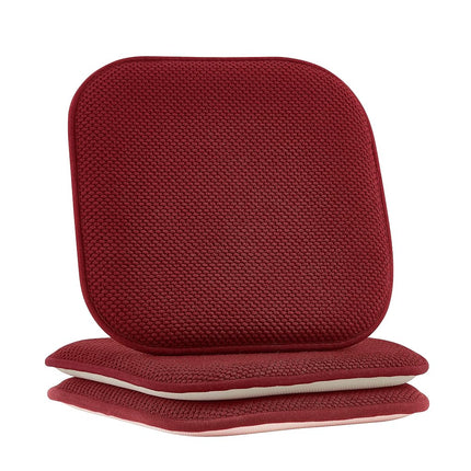 Elegant Comfort 2 Pack Chair Cushion Covers - Skid-Proof Rubber Backing - 16 x 16 Inch - Thick Dining Square Shape Seat Covers - Comfortable Textured Chair Pads with Ties - Honeycomb Pattern, Burgundy