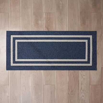Nautica – Runner Rug | Indoor Runners for Hallways and Entry Rugs| Non-Slip and Non-Skid Entry and Kitchen Door Mat| Machine Washable Entryway Carpet Rugs |2'2" x 6'| Double Border Denim