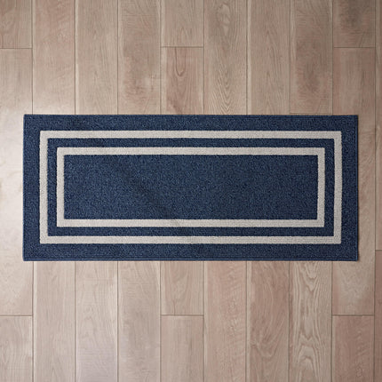 Nautica – Runner Rug | Indoor Runners for Hallways and Entry Rugs| Non-Slip and Non-Skid Entry and Kitchen Door Mat| Machine Washable Entryway Carpet Rugs |2'2" x 6'| Double Border Denim