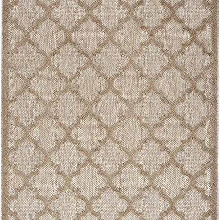 Alfombra Nourison Easy Care para Interiores/Exteriores Beige Natural de 1,5 x 2,1 m, Marroquí, Enrejado, Dormitorio, Sala de Estar, Patio Trasero, Terraza, Patio, Fácil de Limpiar, No Suelta Pelo