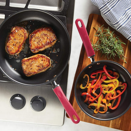 Rachael Ray Create Delicious - Juego de sartenes antiadherentes de aluminio anodizado duro, 9.5 y 11.75 pulgadas, gris
