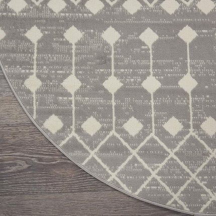 Nourison Grafix Bohemian Contemporary Grey Area Rug (5' Round), 5'3"XROUND,