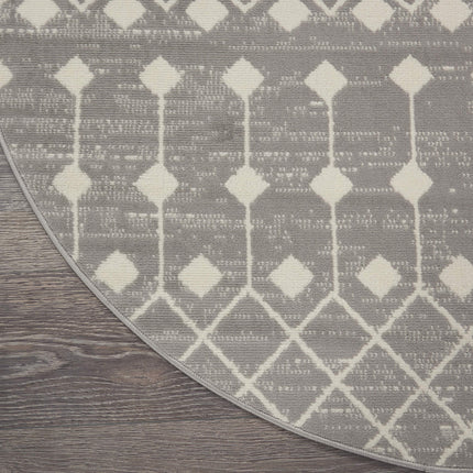 Nourison Grafix Bohemian Contemporary Grey Area Rug (5' Round), 5'3"XROUND,