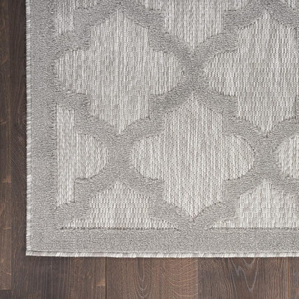 Alfombra de área Nourison Easy Care para interior/exterior gris plateado de 5' x 7', marroquí, enrejado, dormitorio, sala de estar, patio trasero, terraza, patio, fácil de limpiar, no suelta pelo