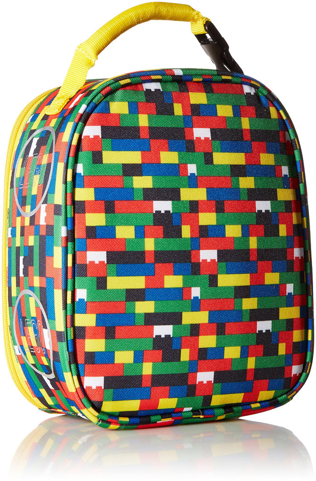 Fiambrera clásica LEGO Kids Heritage, bolsa de almuerzo reutilizable suave y con aislamiento para niños y niñas, perfecta para la escuela o viajes, bolsa de comida que mantiene los alimentos y bebidas fríos con hebilla, Brick Wall