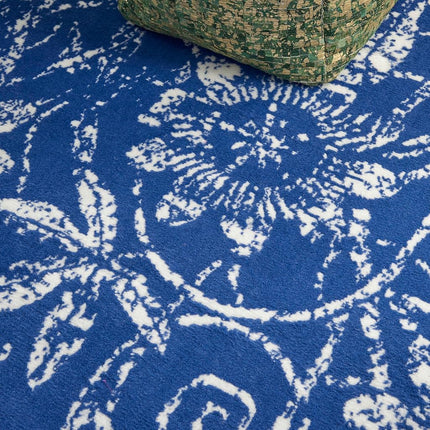 Nourison Whimsicle Floral Navy 6' x 9' Area Rug, Easy Cleaning, Non Shedding, Bed Room, Living Room, Dining Room, Kitchen (6x9)