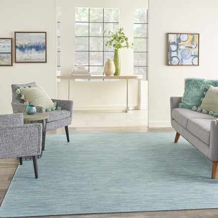 Nourison Positano Indoor-Outdoor Aqua 7' x 10' Area Rug, Easy Cleaning, Non Shedding, Bed Room, Living Room, Dining Room, Backyard, Deck, Patio (7x10)