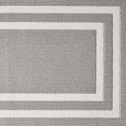 Nautica Tufted Runner Rug - Double Line Border | Modern Home Décor | Measures 26"x72" | Light Grey and White