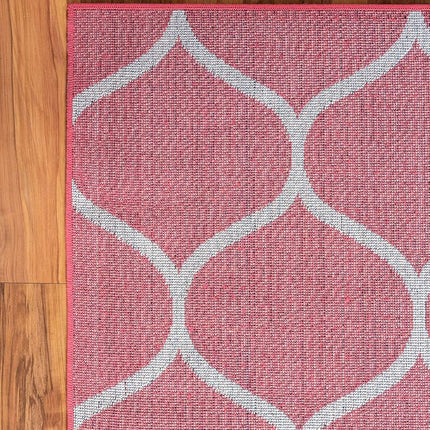 Unique Loom Trellis Frieze Collection Tapis de Couloir Géométrique Moderne Marocain Treillis Framboise (0,61 m x 3,96 m)