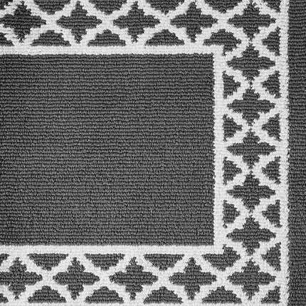Nautica – Tufted Runner Rug | Collin Trellis Border Design | Modern Home Décor | Non-Slip| Machine Washable | Carpet for Entryway & Hallway | Measures 26” x 60” | Dark Grey and White