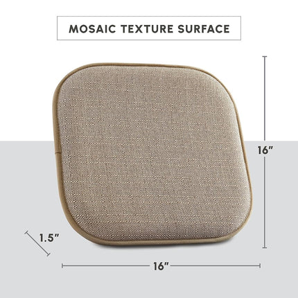 Elegant Comfort 4 Pack Chair Cushion Covers - Skid-Proof Rubber Backing - 16 x 16 Inch - Thick Dining Square Shape Seat Covers - Comfortable Textured Chair Pads with Ties - Mosaic Pattern, Taupe